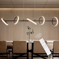 nettlife lampara colgante led moderna negro diam106cm diseno de anillo regulable con mando a distancia 42w metal regulable en altura para  salon
