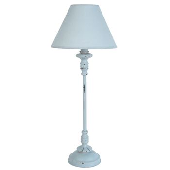 Lámpara de mesa metal azul pantalla gris