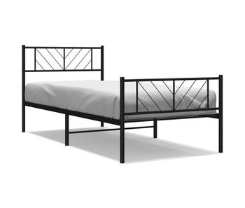 Estructura de cama con cabecero y estribo metal negro 80x200 cm con cabecero y pie de cama