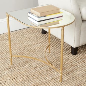 Mesa auxiliar en hierro/cristal, dorado