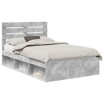 Cama Matrimonial | Cama Para Adulto | Estructura De Cama Concreto 120 X 190 Cm Madera De Pino Macizo