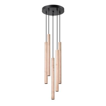 Lámpara colgante vacu 5 luces , madera natural