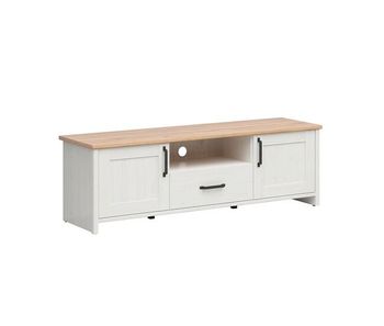 Mueble tv 2 puertas 1 cajón 160 cm aksel blanco y madera