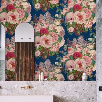 Papel Pintado Floral, papel auténtico, 200x280cm, 8 hojas