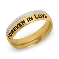 anillo acero inoxidable chapado en oro incl grabado laser