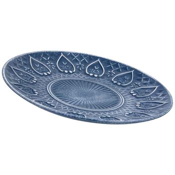Bandeja de decoración de madera azul 35x35x3 cm