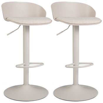 Costway Juego de 2 Taburetes de Bar Giratorios con Altura Ajustable Asiento Suave 150 kg para Isla de Cocina y Bar 42 x 42 x 75-96,5 cm Beige
