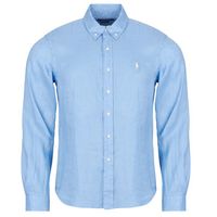 polo ralph lauren camisa manga larga camisa de corte recto en lino para hombre
