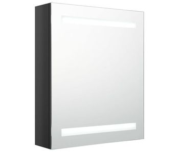 Vidaxl armario de baño con espejo led negro brillante 50x14x60 cm