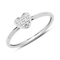 14 quilates anillo de oro blanco corazon con 3 diamantes