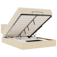 cama otomana con colchon de tela color crema 140x190 cm vidaxl