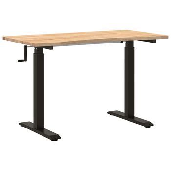 Escritorio | Mesa De Trabajo Negro Y Natural 120 X 60 Cm Madera De Roble Sólido