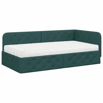 Estructura De Cama En Esquina Verde Oscuro 100 X 200 Cm Tela Vidaxl