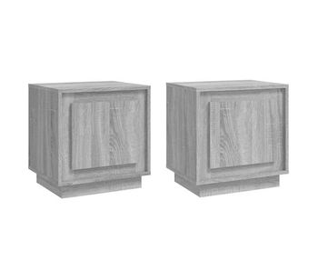 Vidaxl mesitas de noche 2 uds madera contrachapada gris 44x35x45 cm