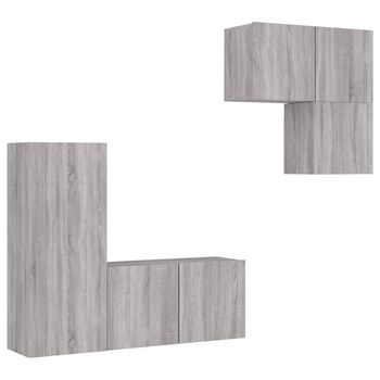 Muebles De Tv De Pared 4 Pzas Madera De Ingeniería Gris Sonoma Vidaxl