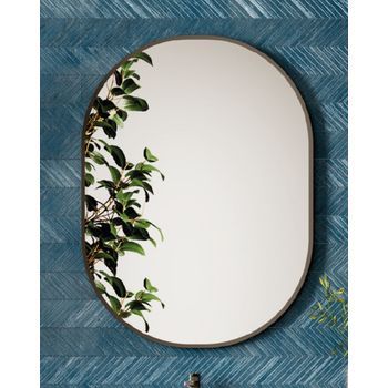 Espejo De Pared Ovalado Negro | Espejo Decorativo Oval | Espejo De Baño Ovalado | 55x75, 80x100cm, 55x80cm | Reversible | 75 X 100cm - Negro