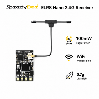 Receptor Nano ELRS SpeedyBee 2.4GHz de Alta Potencia 100mW con Telemetría ExpressLRS RX para Drones de Carreras FPV y Vuelos Cinematográficos, Nuevo Set RX