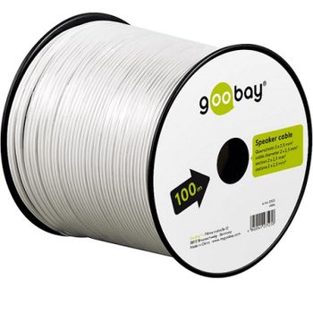 Goobay Bobina de Cable para Altavoz 2x2.5 m 100m Blanco