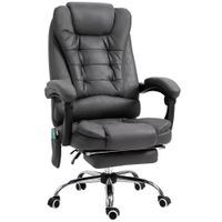 vinsetto silla de oficina masaje calefaccion altura ajustable respaldo inclinable reposapies  cojin lumbares integrados   aosom espana