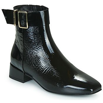 Tommy Hilfiger Botines PATENT SQUARE TOE MID HEEL BOOT para mujer