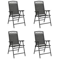 pack 4 uds sillas de jardin  silla de exterior  sillon plegables acero y textileno gris melange