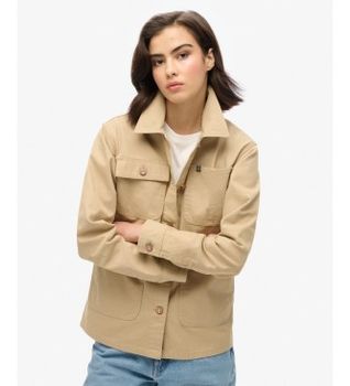 Superdry para mujer. W5011767A Chaqueta Chore beige (XS), Casual, Algodón