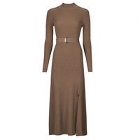 karl lagerfeld vestido largo lslv buckle belt knit dress para mujer