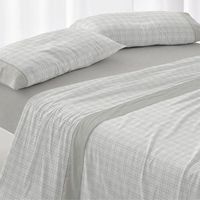 juego de sabanas 100 algodon extrasuave diseno cuadros gris 150 x 190200 cm - gris - burrito blanco