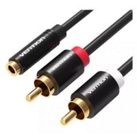 cable estereo vention vab-r01-b200 jack 35 hembra a 2x rca macho 2 m chapado en oro