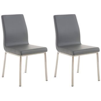 Set De 2 Sillas De Comedor Colmar Simil Cuero Gris 50x40x88 Cm Clp