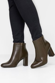 Limited Collection Botines Marrones De Tacón En Ancho Especial