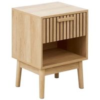 mesita de noche mdf patas de pino 1 cajon 1 estante madera clara lynwood