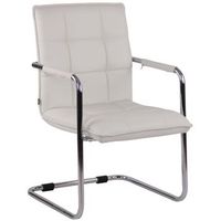 silla de oficina para visitas sin ruedas en piel sintetica blanca con estructura de metal bur10471