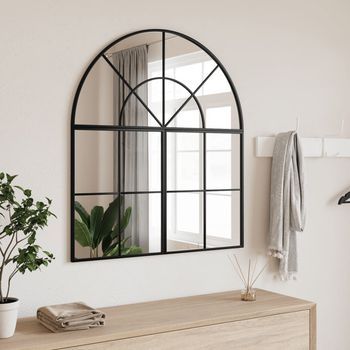 Espejo De Pared，espejo De Baño Arco De Hierro Negro 80x40 Cm Cfw930199