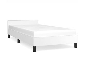 Estructura de cama cabecero cuero sintético blanco 100x200 cm