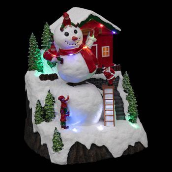 Pueblo Muñeco De Nieve Iluminado 17 Led H.26cm