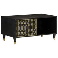mesa de centro de diseno tropical 80x50x40 cm madera maciza de mango negro y hierro dec037146