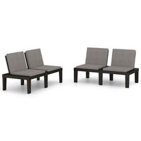 bancos de jardin con cojines 2 piezas  juego sofa de jardin  conjunto de comedor jardin plastico gris