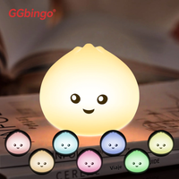 lampara nocturna ggbingo recargable con forma de bollo de vapor luz de silicona bonita y protectora para los ojos luz ambiental para dormitorio