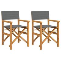 2 uds sillas de director plegables madera maciza teca gris