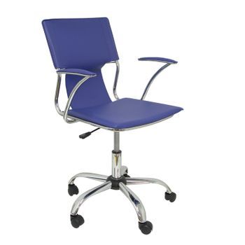 Silla De Oficina Ergonómica Con Brazos Fijos, Regulable En Altura Y Giratoria 360º  Asiento Y Respaldo Tapizados En Similpiel Color Azul Piqueras Y Crespo Modelo 214