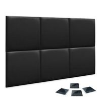 dhome juego de 6 paneles tapizados de polipiel premium pack autoadhesivos para pared acusticos absorbentes proteccion negro 60x60cm x6