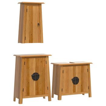 Conjunto De Muebles De Baño 3 Piezas Madera Maciza De Pino Vidaxl