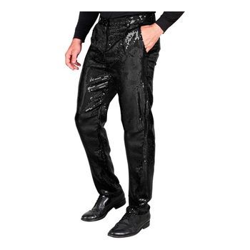 Pantalones Negro Con Lentejuelas Para Hombre