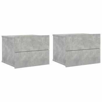 Mesitas De Noche 2 Unidades Contrachapada Gris Hormigón 40x30x30cm
