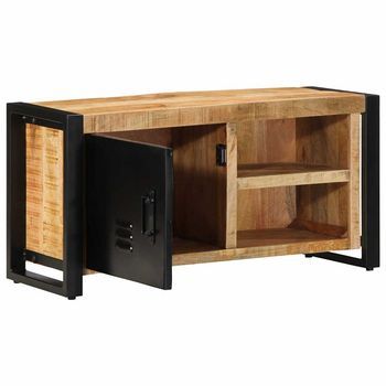 Mueble De Tv Madera Maciza De Mango Rugosa 80x30x40 Cm