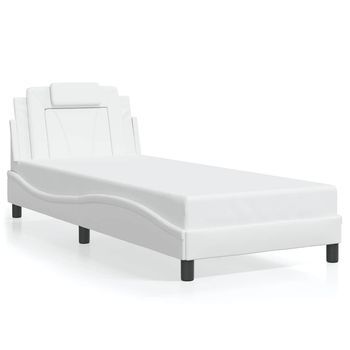 Estructura De Cama Viana Sin Colchón Cuero Sintético Blanco 90x190 Cm Vidaxl