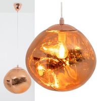 lampara colgante diseno moderno con pantalla de cristal metalizado grande rosa