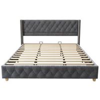 cama para adultos acolchada de terciopelo 180x200cm con somier gris