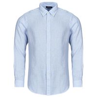 polo ralph lauren camisa manga larga camisa de rayas de corte recto en lino para hombre